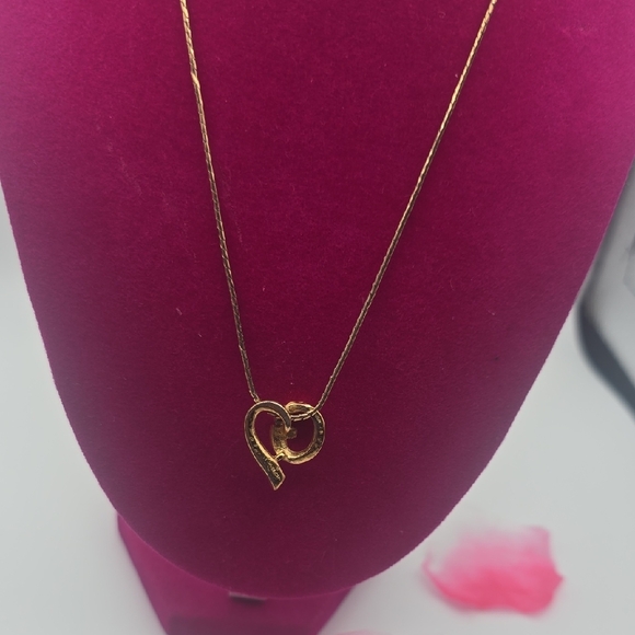 Givenchy G Gold Heart W/ Silver Rhinestones Pendant Necklace (V-G)✨️🖤✨️ - Picture 9 of 10